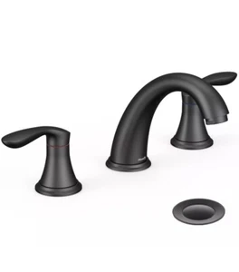 Widespread Bathroom Faucet Basin 3 Hole Vanity Sink Mixer Taps with Pop Up Drain - Picture 1 of 5