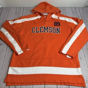 Clemson Tigers Lace Up Hockey Style Hoodie Hooded Sweatshirt Mens Large Orange - Picture 1 of 11