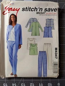 Uncut McCall's EASY Stitch 'N Save M4347 Jacket, Vest, Top, Pants size 16-22 - Picture 1 of 2
