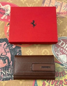 Ferrari Top Grain Leather GT Leather 6 keys K-ring Wallet BROWN Made in Italy - Picture 1 of 3