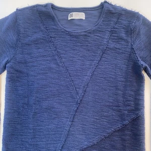 Leif Nelson Navy Blue Knit 100% Cotton Sweater Raw Hem Women's Size Large - Bild 1 von 9