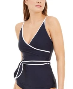 Tommy Hilfiger Stretch Wrap-Front Belted Tie Surplice Tankini - Picture 1 of 7