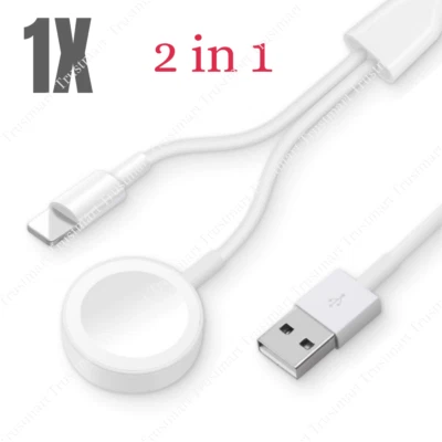 Cable de carga magnético USB 2 en 1 para cargador de iPhone Apple Watch Series 1 2 3 4 Foto 1 de 4