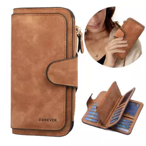 Damen Geldbörse RFID Große Kapazität Leder Clutch Portemonnaie Multi Karten Organizer - Bild 1 von 19