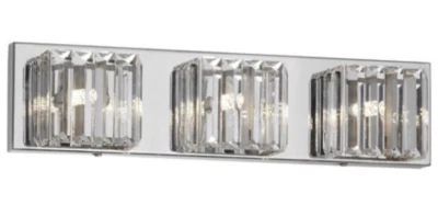 Dainolite Chrome 19" Vanity 3 Light Fixture Silver Polished Light Bathroom - Image 1 of 4