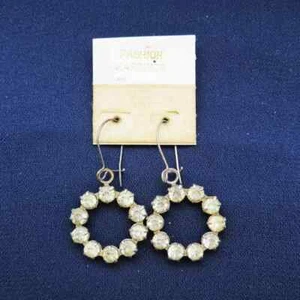 Lady's Vintage Drop Dangle Earrings, Small Crystal Stones, Handmade, Size - 1.5" - Picture 1 of 5