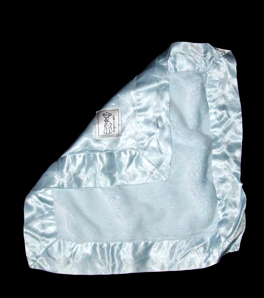 Manta de viaje para bebé Little Giraffe azul lujo satinado completo con ribete trasero 15x15,5" Foto 1 de 3