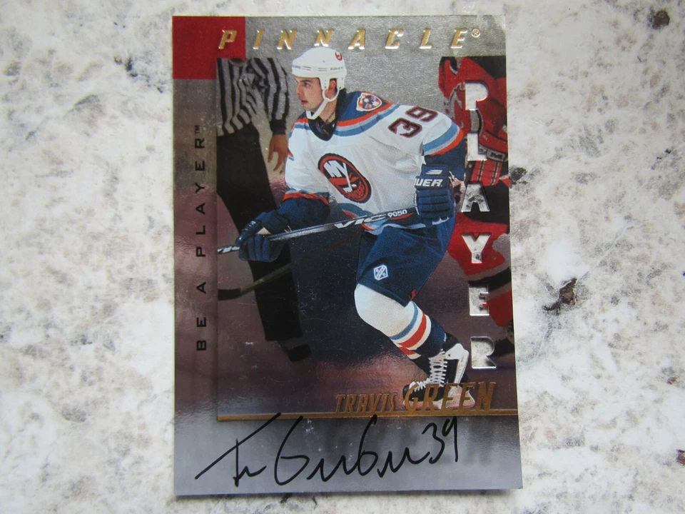 New York Islanders Travis Green Firmado Autografiado 1998 Pinnacle Be A Player Foto 1 de 1