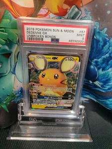 Pokemon PSA 9 Sun & Moon Unbroken Bonds Dedenne GX 195 Full Art - Imagen 1 de 2