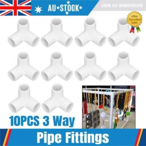 10PCS 3 Way Pipe Fittings PVC Plastic Right Angle Elbow Corner Connector 20mm AU - Picture 1 of 12