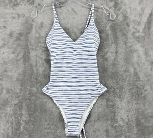Dolce Vita Swimsuit Small One Piece Slimming Lace Up Stripe Beach Nautical New - Picture 1 of 12