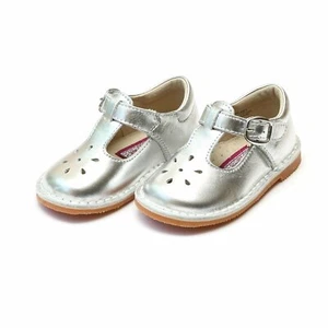 L'Amour Shoes Joy Silver Leather T-Strap Mary Jane - Picture 1 of 1