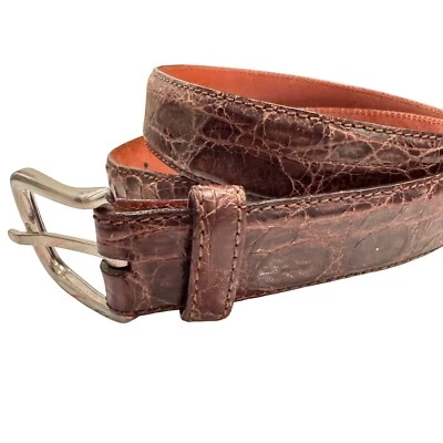 Cinturón Tardini Cuero Cocodrilo Caimán Genuino Hecho a Mano Italia 34 Mujer Preloved Foto 1 de 4