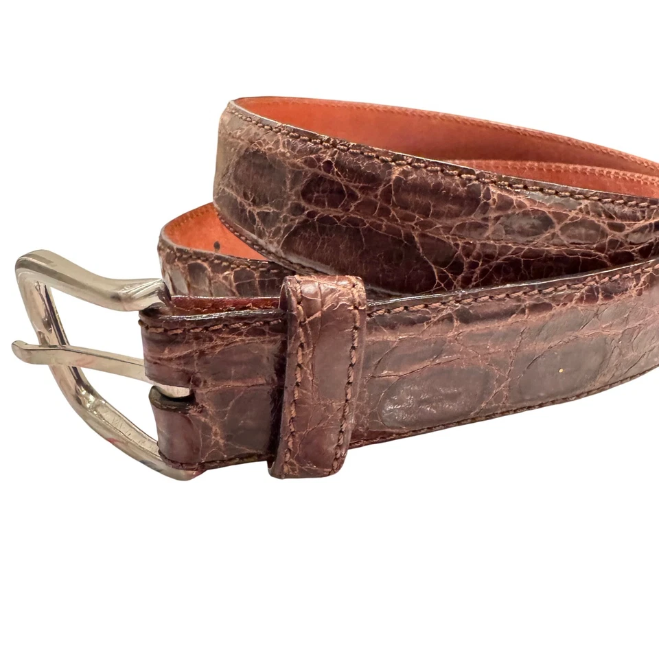 Tardini Genuine Caiman Crocodile Leather Belt Handmade Italy 34 women's preloved - Image 1 of 4