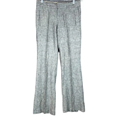 Banana Republic The Martin Fit Pants Women 4 Linen Gray Straight Flat Front - Image 1 of 4