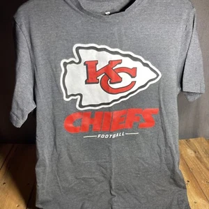 Kansas City Chiefs Shirt Big Logo Short Sleeve Size M Tee Spellout NFL Dark Gray - Picture 1 of 9
