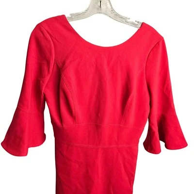 White House Black Market Red Midi Dress With Bell Sleeves Size 0 JJ3868 - Image 1 of 4