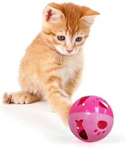 10cm Big Cat Kitten Puppy Dog Pet Play Balls & Jingle Bell Chase Rattle - Picture 1 of 2