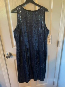 Mark & John by Gopal NWT Sleeveless Sequin Shift Coctail Mini Dress Size 16 - Picture 1 of 5