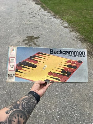 Vintage Milton Bradley Backgammon And Acey-Deucy Board Game 1973 Complete - Image 1 of 4