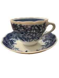 Vintage Hutschenreuther Lorenz Flow blau Teetasse Untertasse Set gewellter Rand Germany - Bild 1 von 9