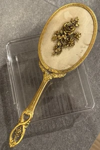 Antique Victorian Handheld Mirror Gold Tone; Design 10”Lx3”W, USA - Picture 1 of 10