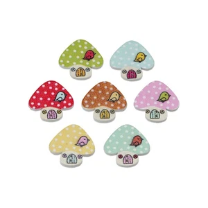 30pcs Cute Mushroom Shape Wood Buttons for Crafts Sewing Scrapbooking 23x22mm - Picture 1 of 6