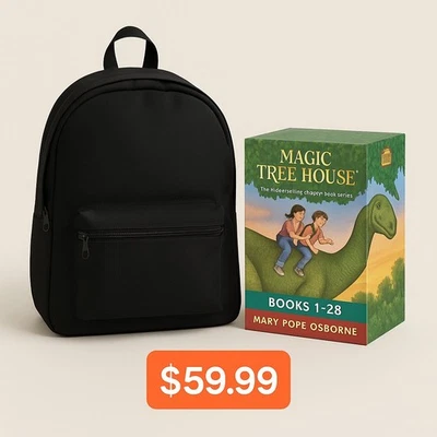 Magic Tree House Book Set Combined with Stuckar Brand Backpack - Package Deal - Image 1 of 4