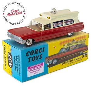 Corgi 1/54 Cadillac Ambulance Red/Cream Superior On Chassis Reprint Edition - Picture 1 of 2