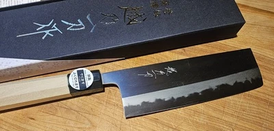 Nakiri de acero al carbono importado hecho en Japón. Hoja de doble filo, viene con caja Foto 1 de 3