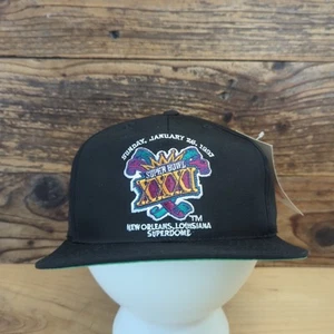 NWT Vintage 90s Super Bowl XXXL New Orleans Snapback Cap Hat Black 1997 - Picture 1 of 8