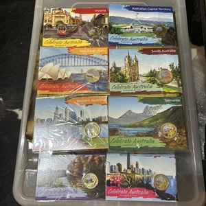 Set of 8 x 2009 Celebrate Australia Coloured $1 Coins . A Must For $1Collection - Picture 1 of 9