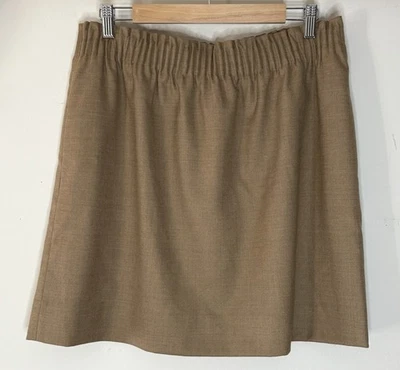 J. Crew Wool Blend Paperbag Skirt Women Size 14 Pockets Elastic Waist Tan NWOT - Image 1 of 4