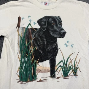 Vintage Black Labrador Retriever Dog T-Shirt Gr. L Off White Jerzees 90’s USA - Bild 1 von 8