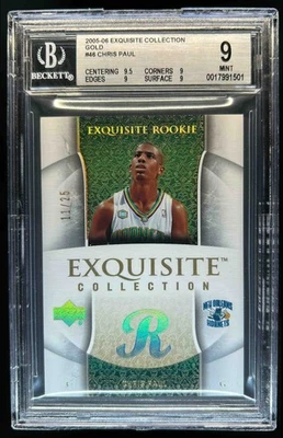 2005-06 Upper Deck Exquisite Collection Chris Paul Gold Rookie RC #11/25 BGS 9 - Image 1 of 2