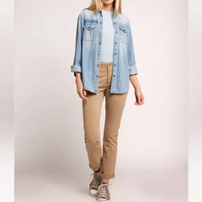 NEW! $180 C/E BY CURRENT ELLIOTT THE CAPTAIN PANTS OAK SZ 24 - Image 1 of 4