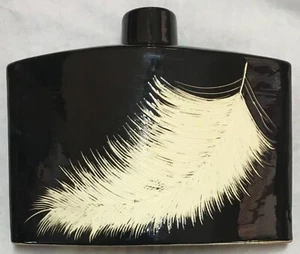 CBK GANZ Ceramic Midnight Feather Vase Black Finish White Cream Feather RARE EUC - Picture 1 of 5