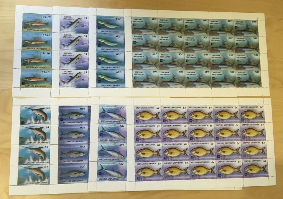 HOJAS COMPLETAS Granadinas 1987 887-94 - Pescado - Juego de Hojas - MNH Foto 1 de 1