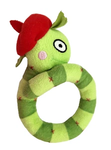 Ikea Plush Worm Torva Rattle Green Ring Grabber Baby Toy Lowly Snake Red Beret 6 - Picture 1 of 6