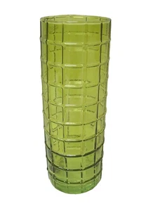 (28333) JARRON FLORERO CRISTAL RECICLADO ESCOCES CUADROS PEQUEÑO VERDE - Imagen 1 de 1