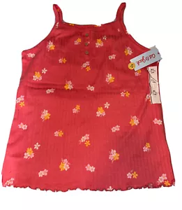 Girls XL(14/16) Pink Button Ruffled Bottom Tank Top New With Tags- Cat & Jack - Picture 1 of 2