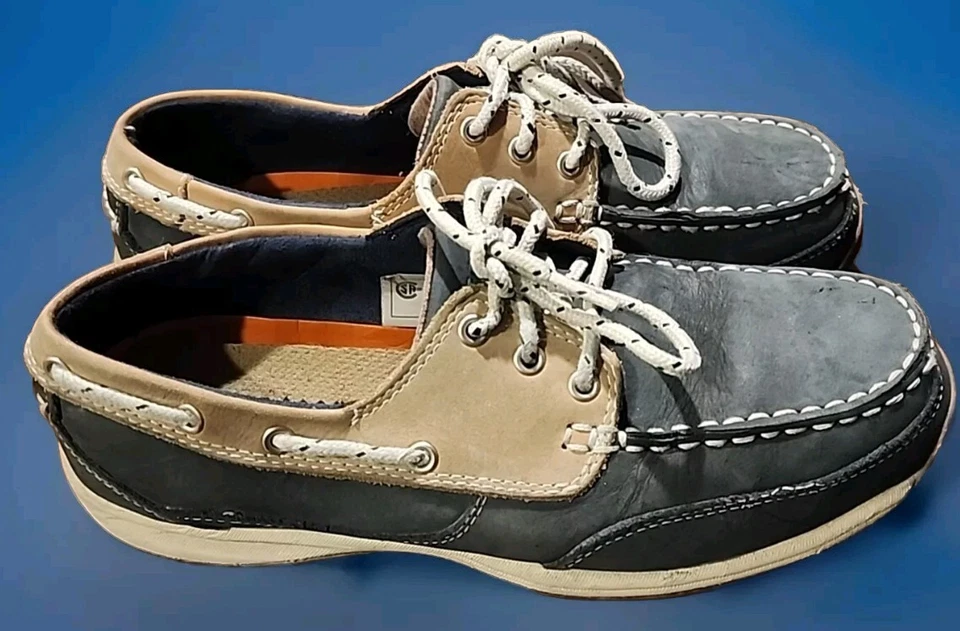 Rockport Works RK670 Women’s 9M Steel Toe Slip Resistant Boat/Deck Shoe Blue - Image 1 of 4