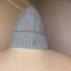 New Vtg Polo Ralph Lauren Blue Beanie Ribbed Knit Cuffed Wool Pony Hat One Size