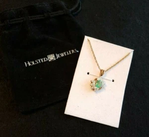 Colgante Holsted Jewelers imitación esmeralda y circonita cúbica cadena 18" TONO DORADO ~ Nuevo con etiquetas - Imagen 1 de 2