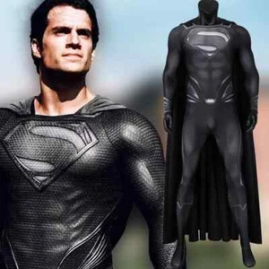 LO ÚLTIMO Liga de la Justicia Superman Cosplay Traje Negro Estampado Body Elástico - Imagen 1 de 14