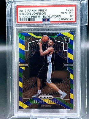2019 Panini Prizm #273 Blue Yellow Green Choice Prizm Keldon Johnson RC PSA 10 - Image 1 of 2