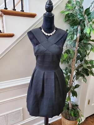 Dee Elle Womens Solid Black Nylon V-Neck Sleeveless Knee Length Dress Size Large - Imagem 1 de 4