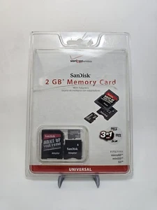 Tarjeta MicroSD Sandisk 2 GB de Memoria 3 en 1 con Adaptadores Verizon Wireless NOS Nueva - Imagen 1 de 2