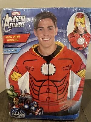 New Marvel Iron Man Hoodie Adult S/M Halloween Costume Avengers Jacket Mask Hood - Image 1 of 4