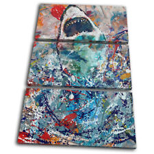 Abstract Great White shark Animals TREBLE CANVAS WALL ART Picture Print